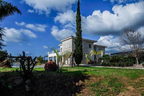 a house with a tree in the yard at Villa Kiki in Peyia