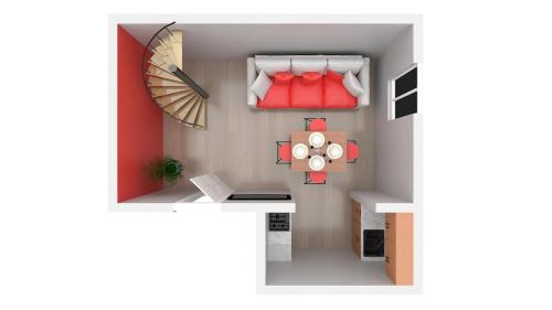 濱海拉塞訥的住宿－Little Pendjari - Duplex - Port - HOST PROVENCE，小型公寓 - 带1间带红色家具的卧室