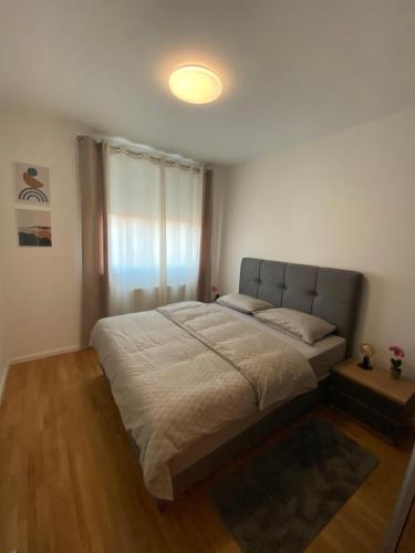 a bedroom with a large bed in a room at Apartman Pepper in Osijek