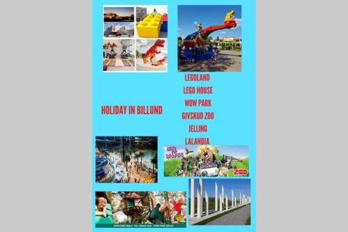 a collage of pictures of amusement parks at 300 meter walk to Lego house - Door 9 in Billund