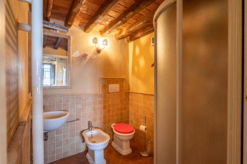łazienka z toaletą i umywalką w obiekcie The Cottage in Casciana Terme w mieście Casciana Terme