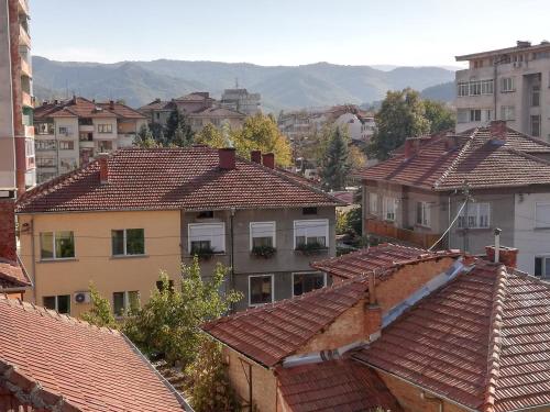 un grupo de edificios en una ciudad con techos en Guest Room Asparuh, en Troyan