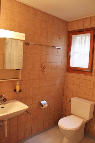 een badkamer met een toilet en een wastafel bij Chalet Hagenbächli in Schwarzsee