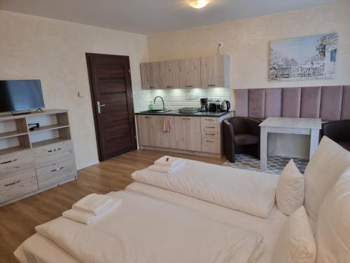 Η κουζίνα ή μικρή κουζίνα στο Apartments Oberschlesien