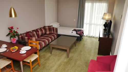 a living room with a couch and a table at TALEN OTEL in Istanbul