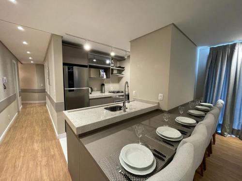 Nhà bếp/bếp nhỏ tại Apartamento Luz da Aurora - Próximo a Rua Coberta