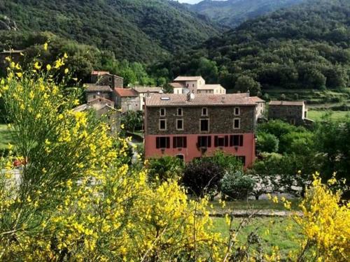 a building in the middle of a field with trees at Auberge Cevenole in Valleraugue