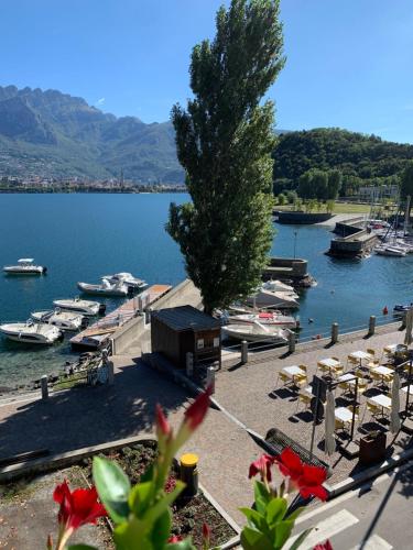 a view of a marina with boats in the water at LUXURY SUITES ROCOPOM - Lake Front in Lecco