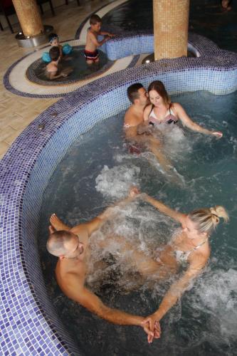 a group of people in a swimming pool at Tó Wellness Hotel in Bánk