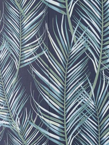 a close up of a palm leaf wallpaper at Villino Saraceno Rostain in Borgio Verezzi