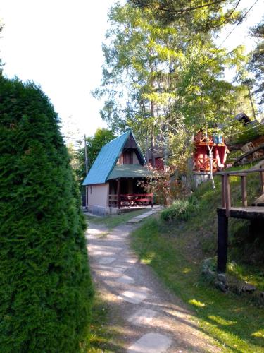 a path leading to a barn with a green roof at DMK in Divčibare