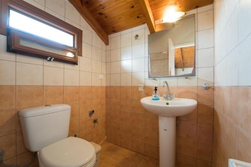 a bathroom with a toilet and a sink at The Loft Studio in Lixouri