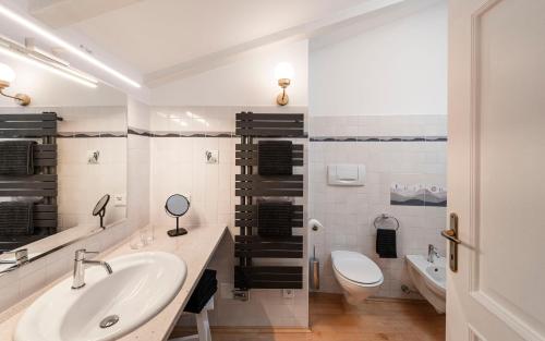 a bathroom with a sink and a toilet at Brixen City Maisonette in Bressanone