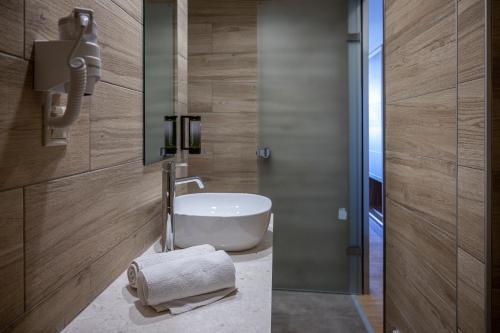 Koupelna v ubytování Pelopas