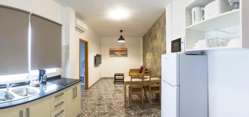Kuchyň nebo kuchyňský kout v ubytování Apartamentos La Aldea Suites