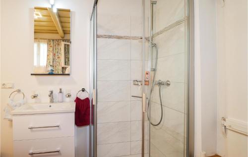 y baño con ducha y lavamanos. en Cozy Home In Deutsch-schtzen With Kitchen, en Eisenberg an der Pinka