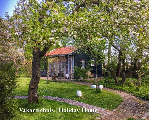 deux oiseaux assis dans l'herbe devant une maison dans l'établissement Vakantiehuizen Kats Zeeland De Zwaluwenhof, à Kats