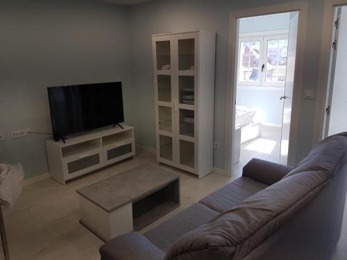 een woonkamer met een bank en een tv bij Barcia 3 in Pontevedra