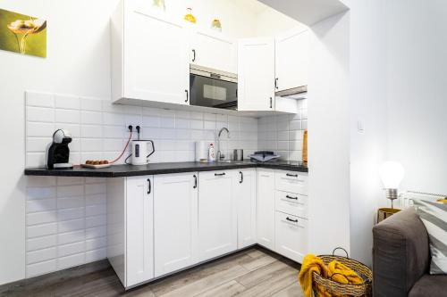 A kitchen or kitchenette at Victus Apartamenty, Apartament Riviera
