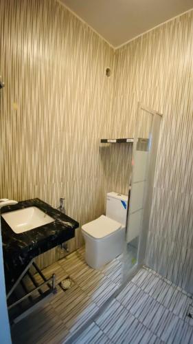 un bagno con lavandino e WC di JANO HOUSE AppartHôtel a Gibuti