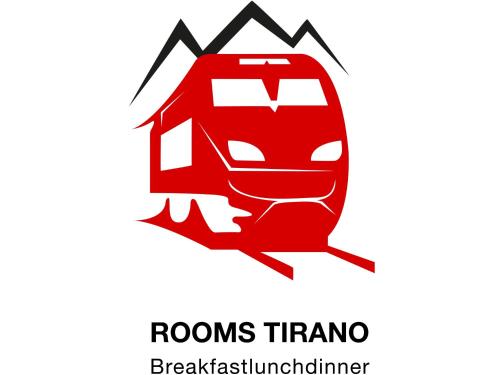 an illustration of a redrams train with mountains in the background at Eco Rooms&Breakfast Tirano in Tirano