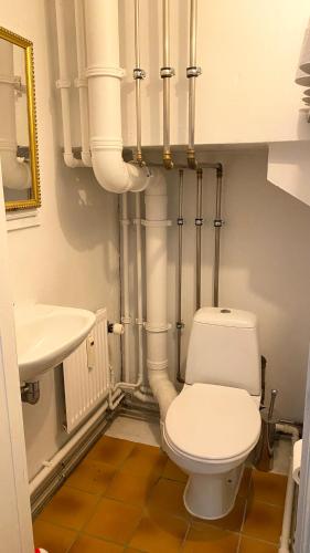 a bathroom with a toilet and a sink at Hygge Living - Heart of Copenhagen in Copenhagen