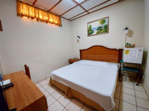 a bedroom with a bed and a desk and a bed sidx sidx sidx at Hotel Continental Plaza in San Miguel