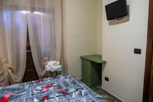 a bedroom with a bed and a tv on a wall at Hotel Sirio in Boscotrecase