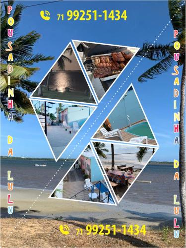 a collage of four pictures of a beach at Pousadinha da Lulu - Pontal Mangue Seco in Indiaroba