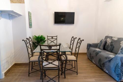 Una televisión o centro de entretenimiento en Apartamentos El Alcazar de Jerez