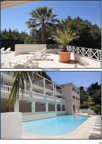 deux photos d'un bâtiment avec piscine dans l'établissement Cannes Villa Francia, à Cannes