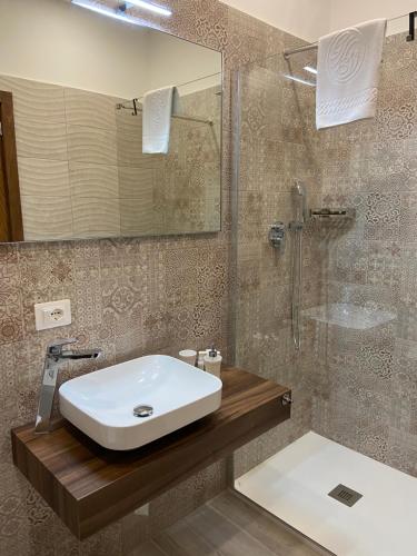 a bathroom with a sink and a shower at INFORMIS B&B in Capua