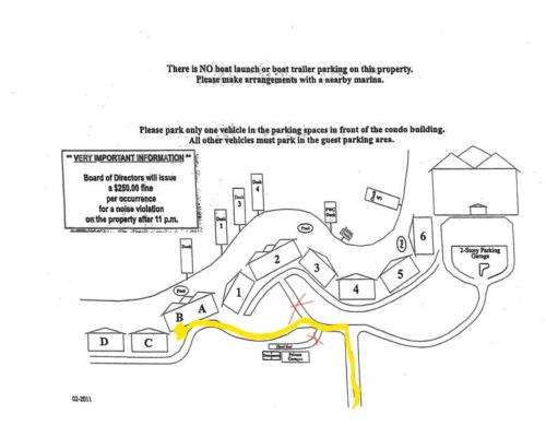 a schematic diagram of the proposed site at Family Fun Lakefront Condo at Parkview Bay in Osage Beach