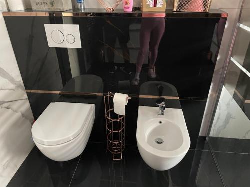 a bathroom with a toilet and a bidet at Vila Pollux in Rajecké Teplice