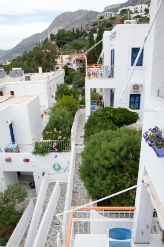 a view from the balcony of a house at Tatsis Apartments in Masouri