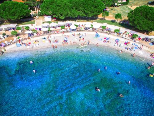 an aerial view of a beach with people in the water at Holiday house Vedrana, Jadreški in Pula