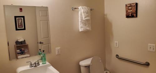 ワシントンにあるLovely 2br Rental Unitのバスルーム(トイレ、洗面台、鏡付)