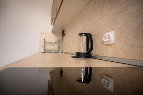 a kitchen counter with a blender on top of it at Апартаменти ЗДРАВЕ in Sapareva Banya
