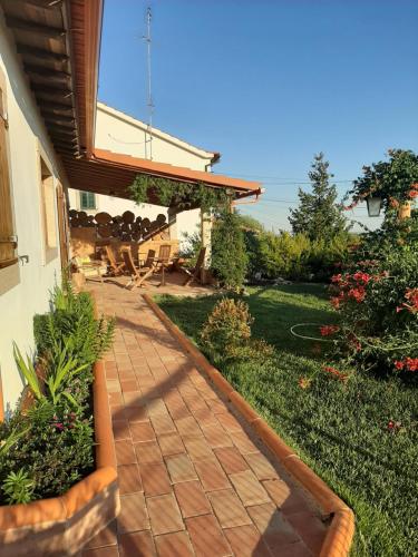 a patio with a view of the ocean from a house at Casal da Serra in Penha Garcia