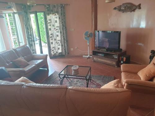 sala de estar con sofá y TV en FaDu’GH, en Somone