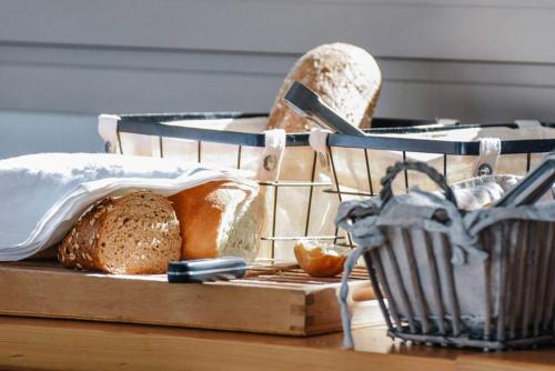 a loaf of bread sitting on top of a table at Minoa Apartments in Amoudara Herakliou
