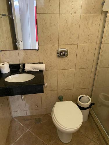 a bathroom with a toilet and a sink at Ipanema Club Hostel in Rio de Janeiro