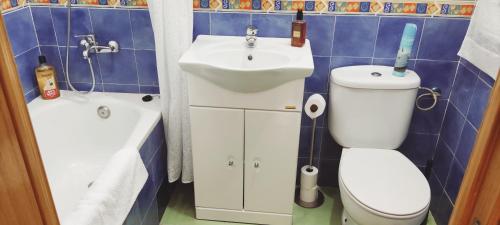 ein Bad mit einem WC und einem Waschbecken in der Unterkunft Los Balcones de Laurel in Logroño