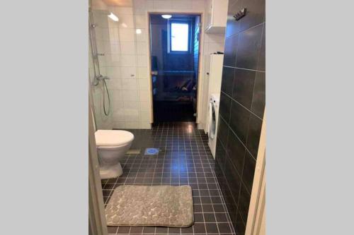 a bathroom with a toilet and a sink at Modern Apartment with Sauna Nearby Airport in Vantaa