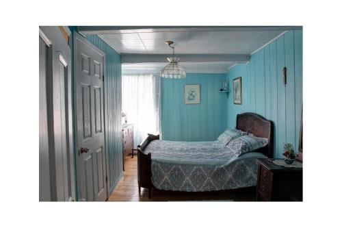 Tempat tidur dalam kamar di Maison de campagne le Nichouette