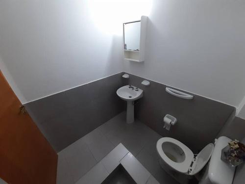 a small bathroom with a toilet and a sink at Hermoso monoambiente con cochera in San Fernando del Valle de Catamarca