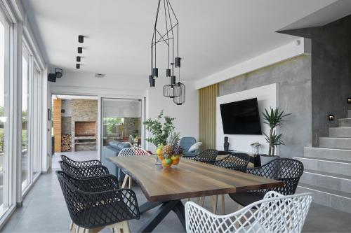 Riverside pool villa-Sremski Karlovciにあるテレビまたはエンターテインメントセンター