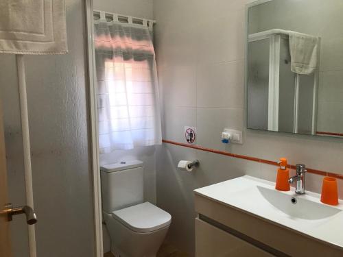 アヘルにあるLa Caseta del Montsecのバスルーム(トイレ、洗面台、鏡付)