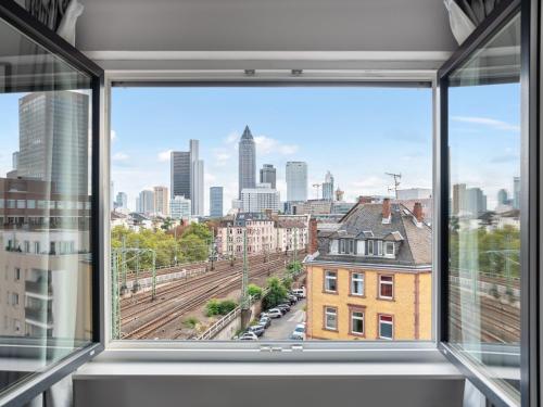 Общ изглед над Франкфурт на Майн или изглед над града от апартхотела