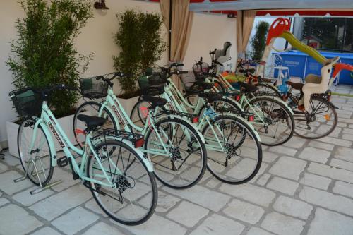 a group of bikes parked next to each other at B&B LA COLIMENA in Torre Colimena